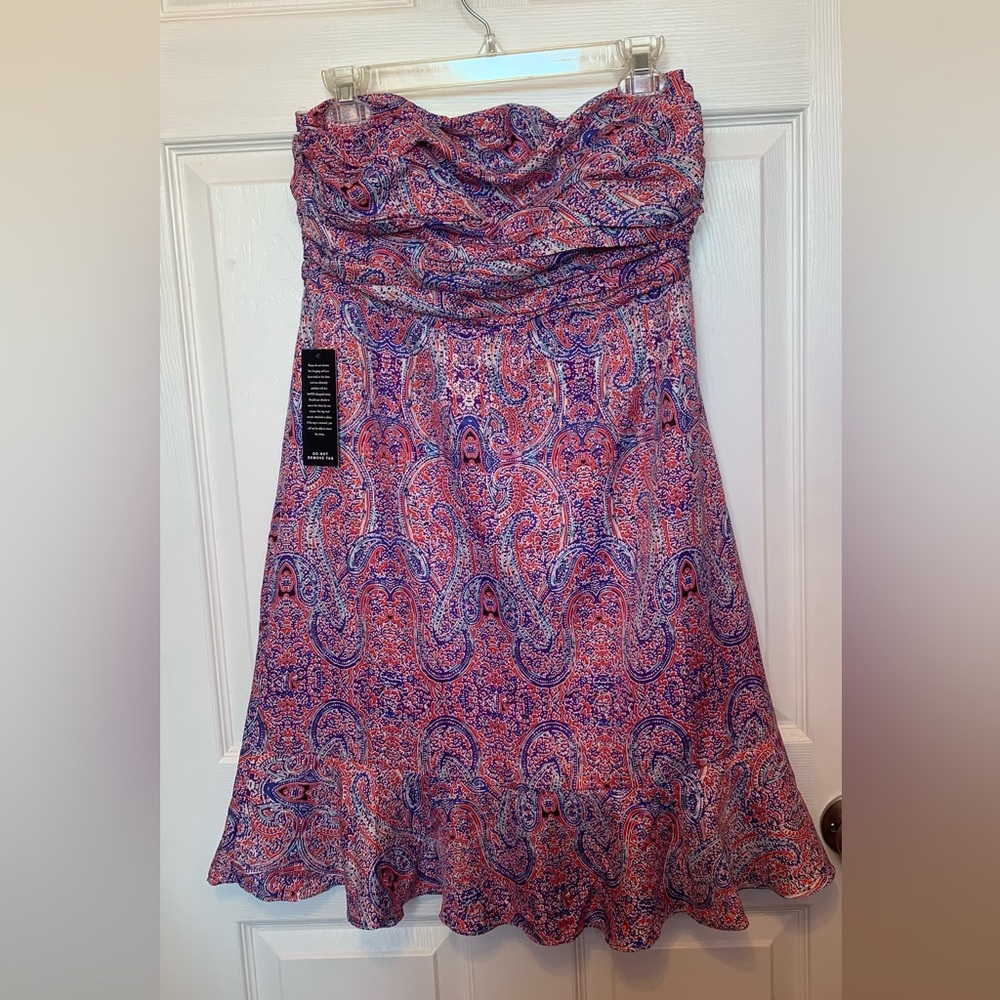 Strapless Pink & Purple Paisley Sundress